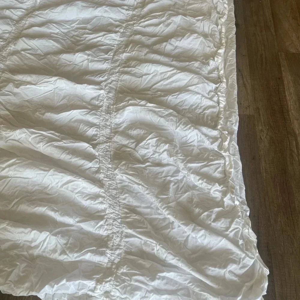 Simply Shabby Chic TWIN Solid White Ruched Smocked Duvet Cover Rachel Ashwell